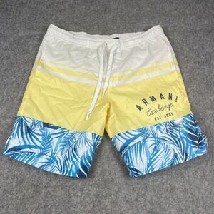 Armani Exchange Swim Shorts Mens Large Multicolor‎ Color Block Tropical Graphic